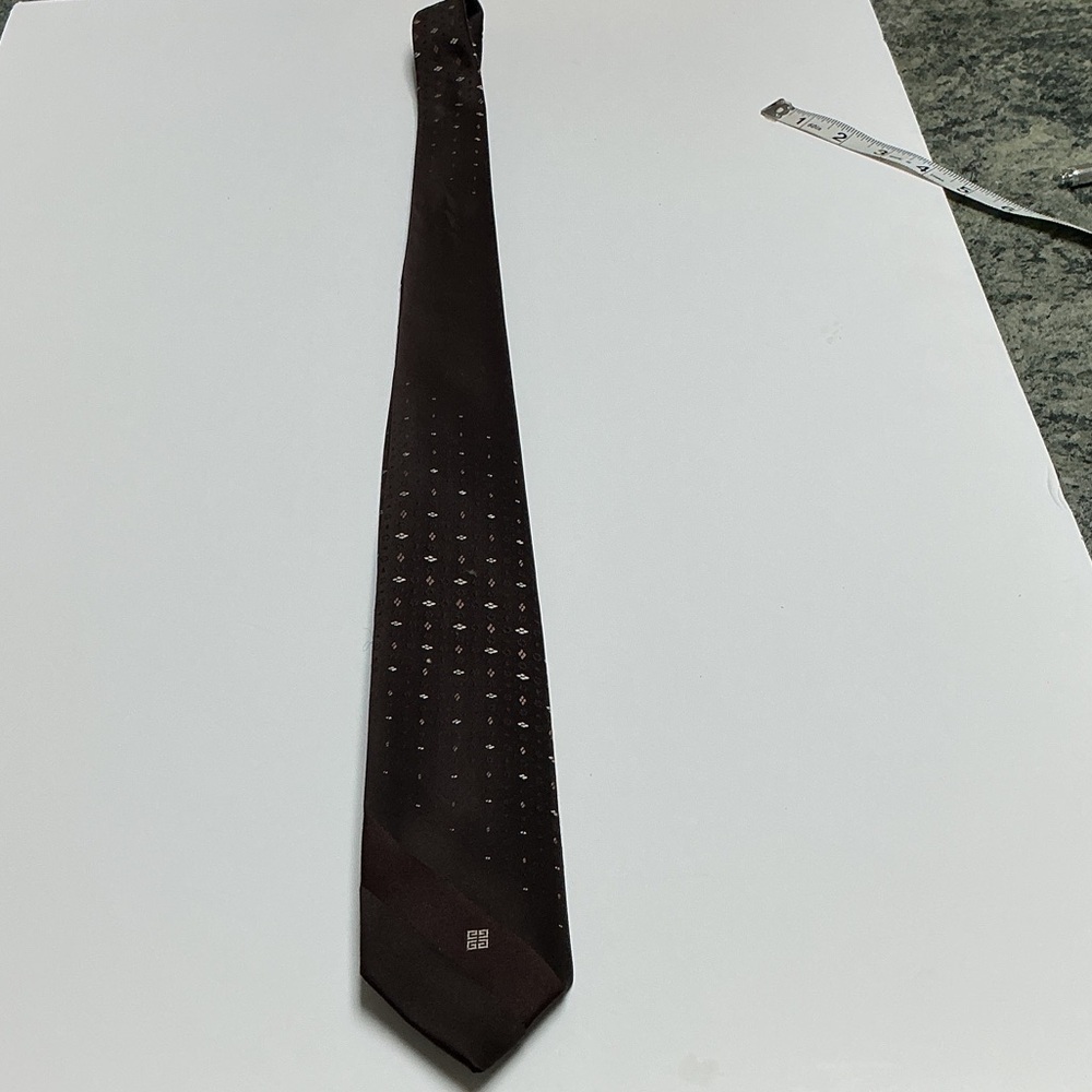 Givenchy Chocolate Brown Silk Tie with Subtle Dot Gradient